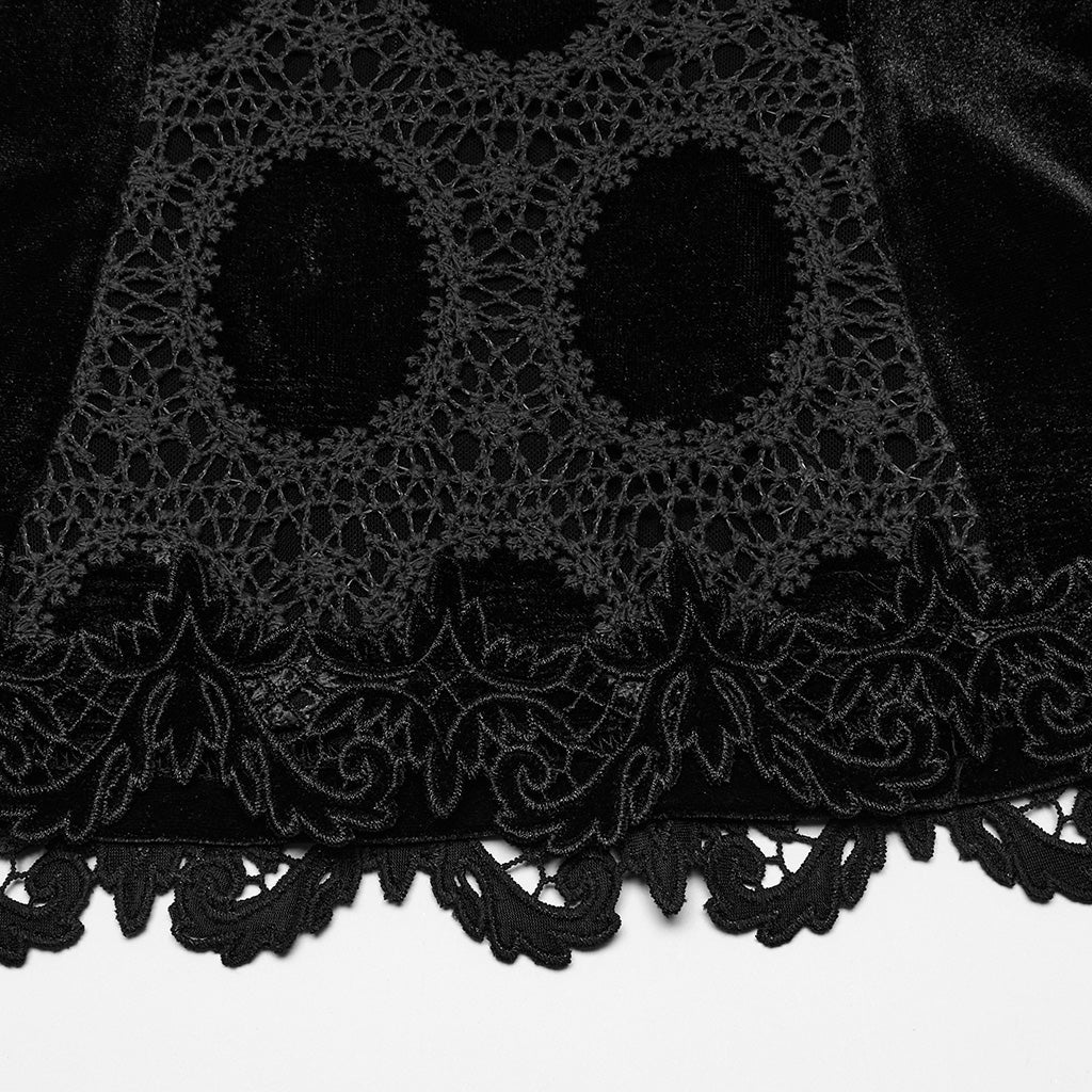 OY-1752CCF Dark Velvet Lace Gothic Shirts Vintage Style Womenswear