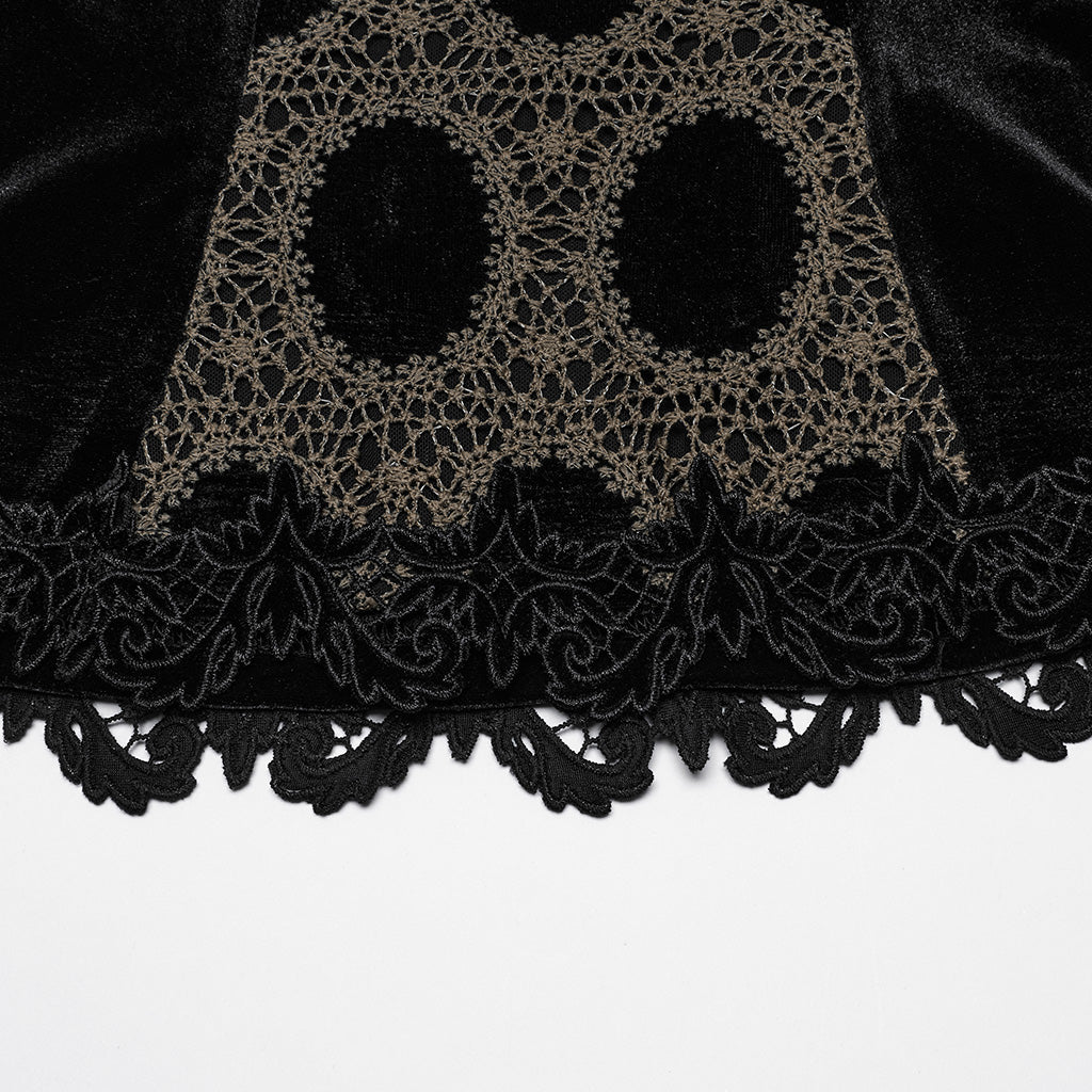OY-1752CCF Dark Velvet Lace Gothic Shirts Vintage Style Womenswear