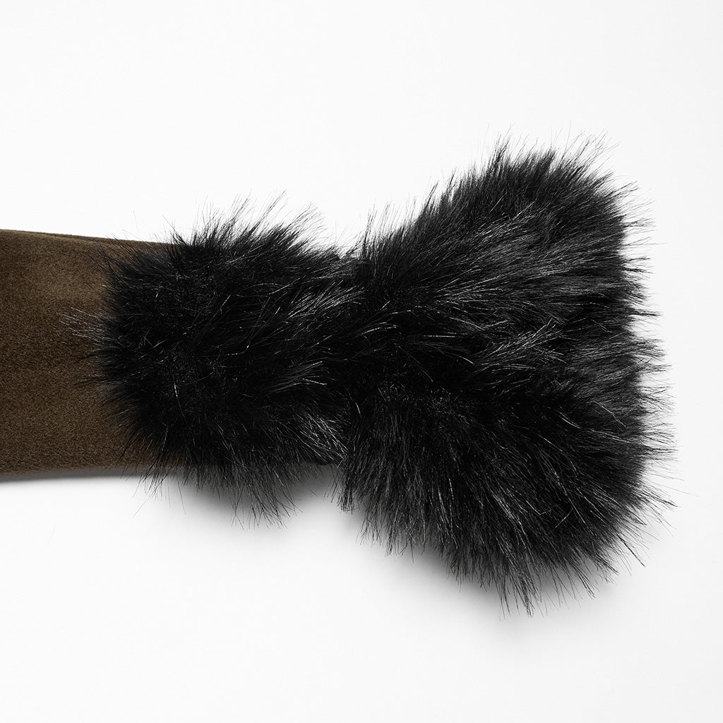OY-1754ECF Gothic Coat Long Brown Fur Trimmed Victorian Style