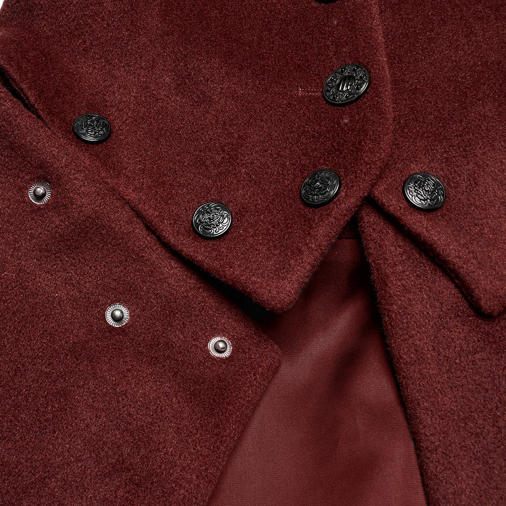 OY-1754ECF Gothic Coat Long Brown Fur Trimmed Victorian Style