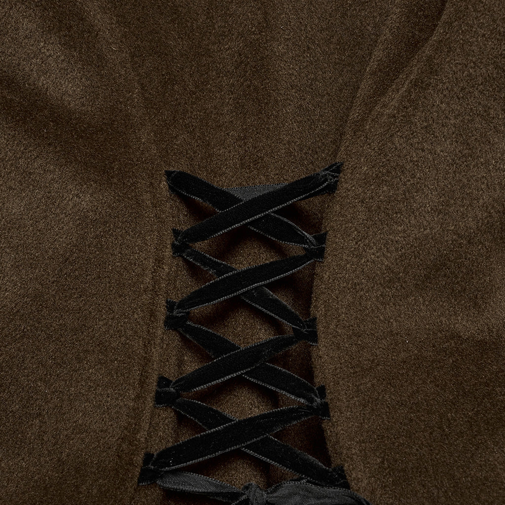 OY-1754ECF Gothic Coat Long Brown Fur Trimmed Victorian Style