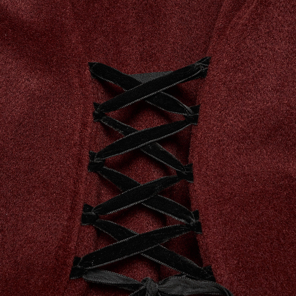 OY-1754ECF Gothic Coat Long Brown Fur Trimmed Victorian Style