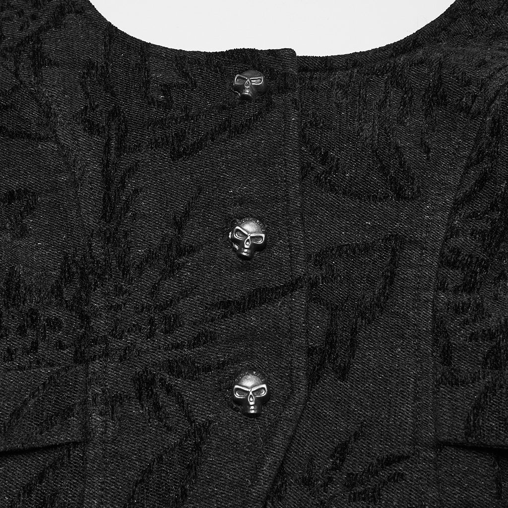 OY-1778MJF Gothic Floral Faux Fur Punk Vests Buckle Accents