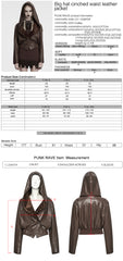 OY-1836PDF Hooded Faux Leather Punk Jacket with Studded Trim Unisex Style
