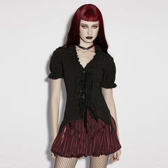 OY-1921CDF Gothic Lace-Up Ruffled Sleeve Punk Shirts for Women