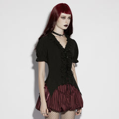 OY-1921CDF Gothic Lace-Up Ruffled Sleeve Punk Shirts for Women