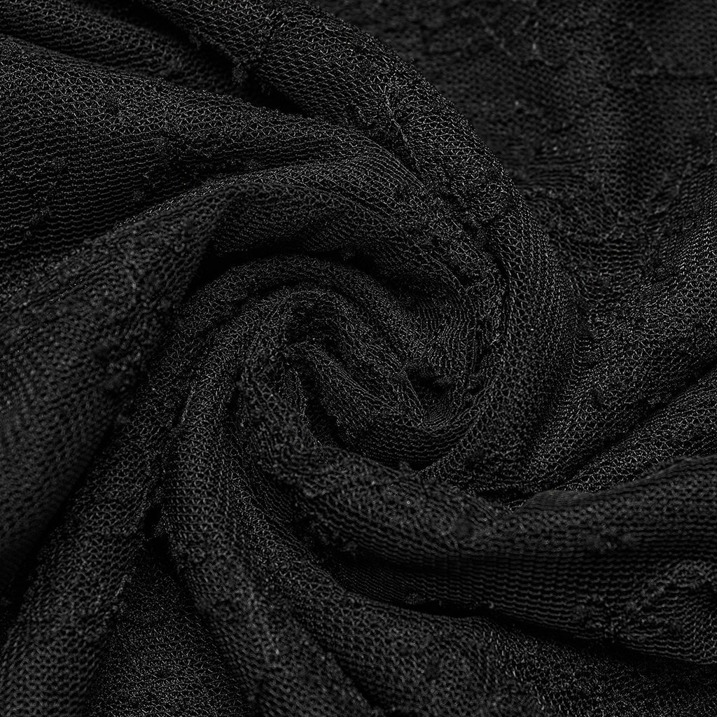 OZT-835TCF Gothic Shirts Lace Mesh Long Sleeve Elegant Black Top