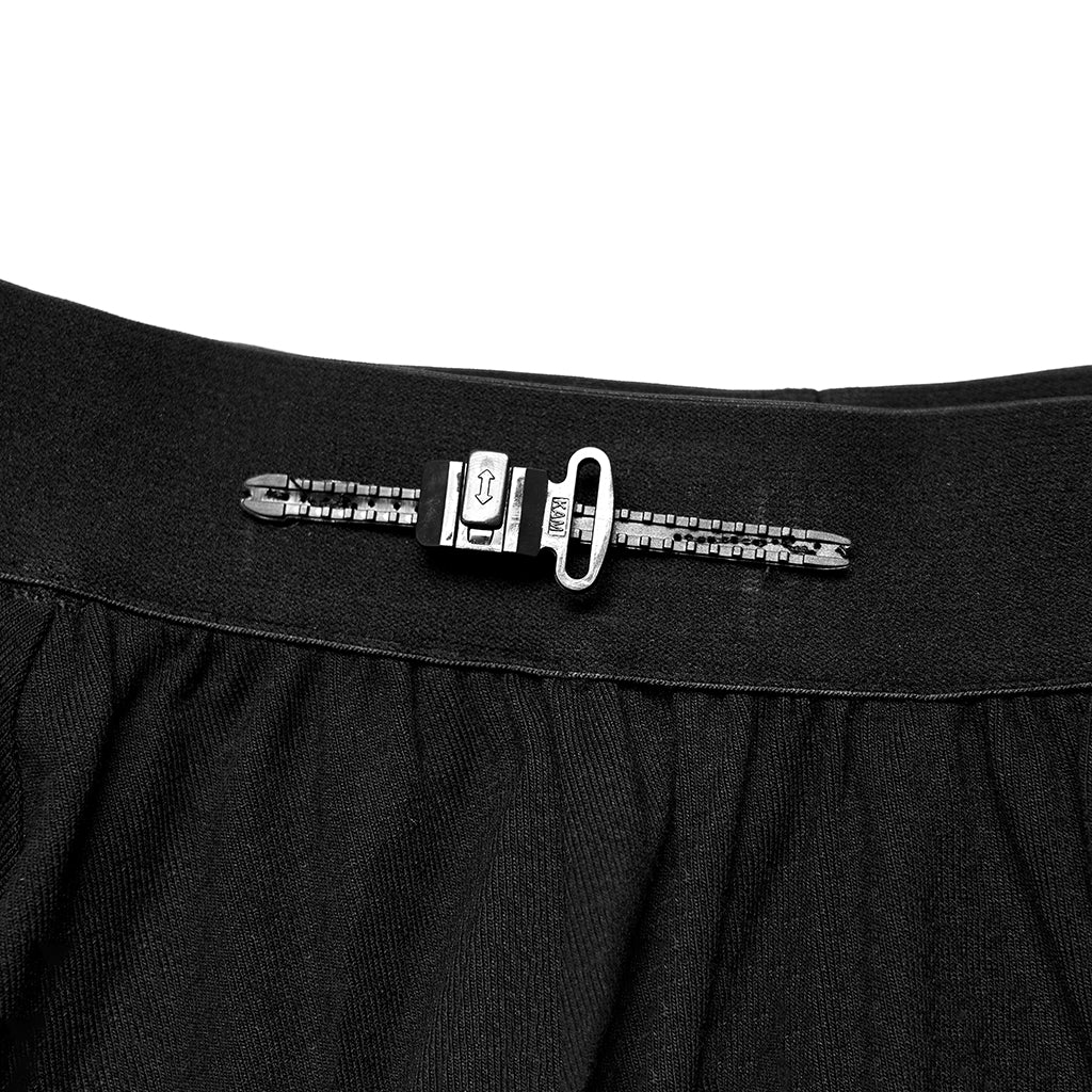 OPQ-1222BQF Asymmetrical Gothic Skirt High Waist Layered Hemline Black