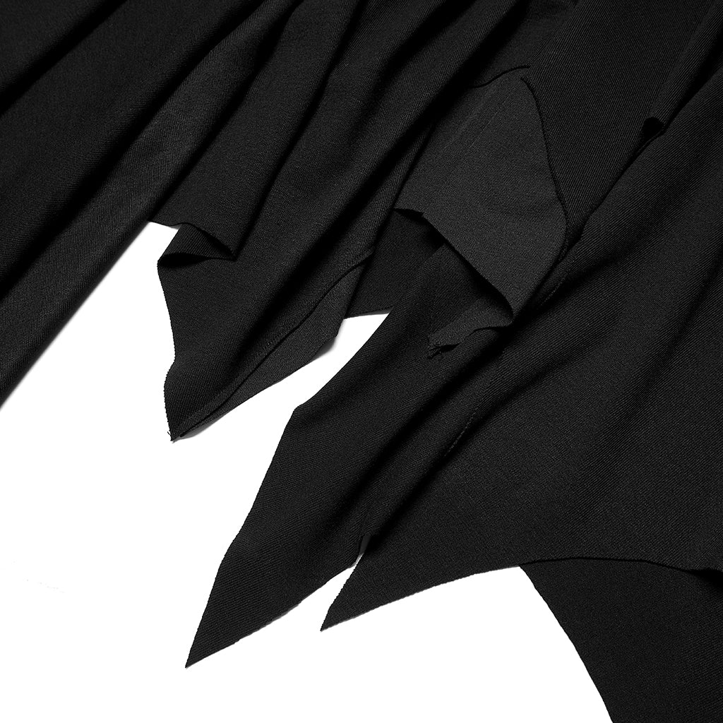 OPQ-1222BQF Asymmetrical Gothic Skirt High Waist Layered Hemline Black