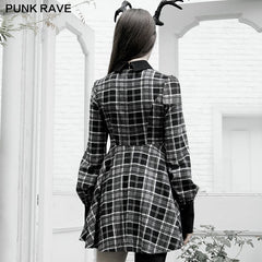 OPQ-875LQF Plaid court collect waist dress