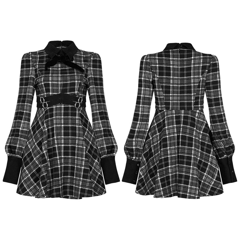 OPQ-875LQF Plaid court collect waist dress