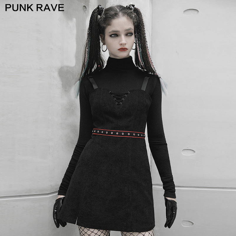 OPQ-887LQF PUNK series suspender fitted strap dress