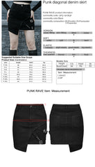 OPQ-947BQF Edgy Asymmetrical Black Punk Skirt with Buckle Detail Asymmetrical Black Buckle Strap Punk Skirt Edgy Design