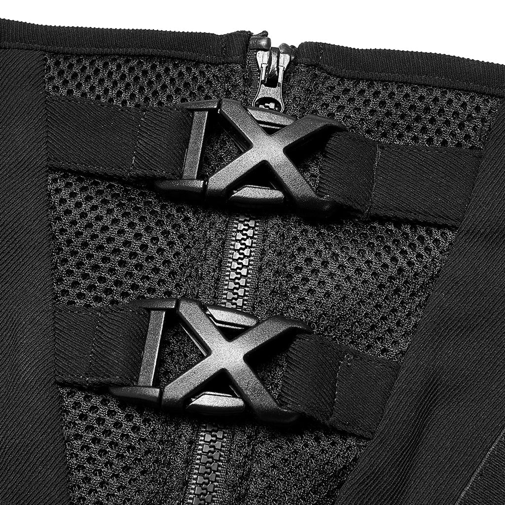 OPS-250YDF Gothic Corset Black Lace-up Waist Cincher Belt