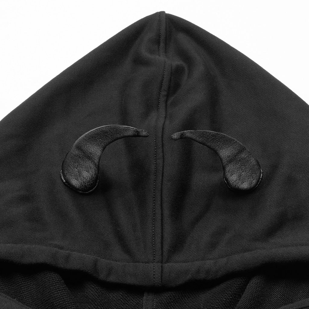 OPT-317WYF Gothic Hooded Cropped Sweater Long Sleeve Black Design?-??Punk Rave Clothing