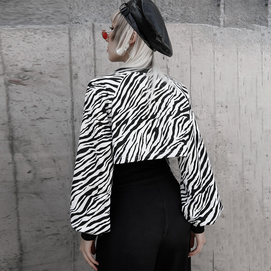 OPT-544DQF Gothic Crop Jacket Double Zipper Cropped Punk Hoodie?-??Punk Rave Clothing