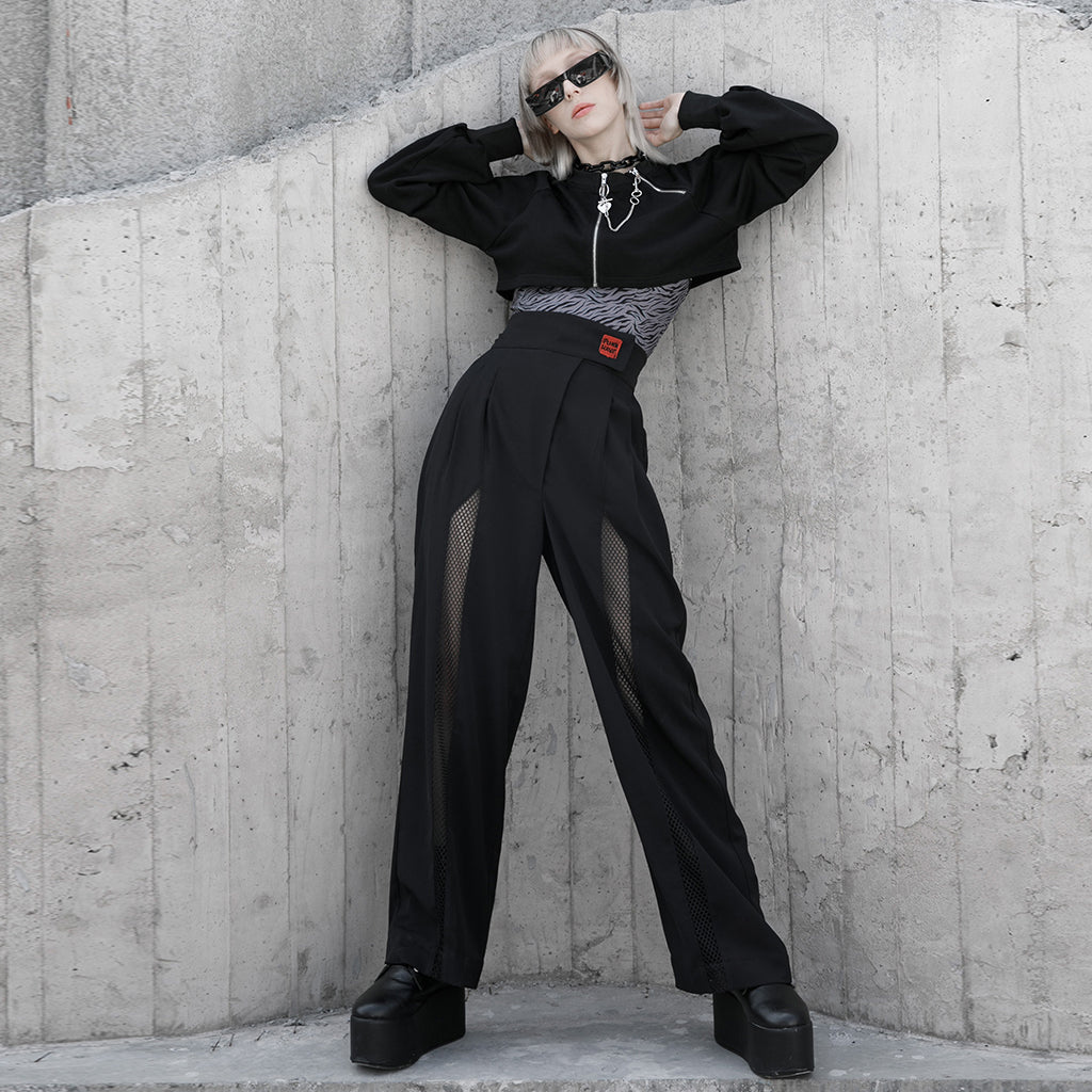 OPT-544DQF Gothic Crop Jacket Double Zipper Cropped Punk Hoodie?-??Punk Rave Clothing