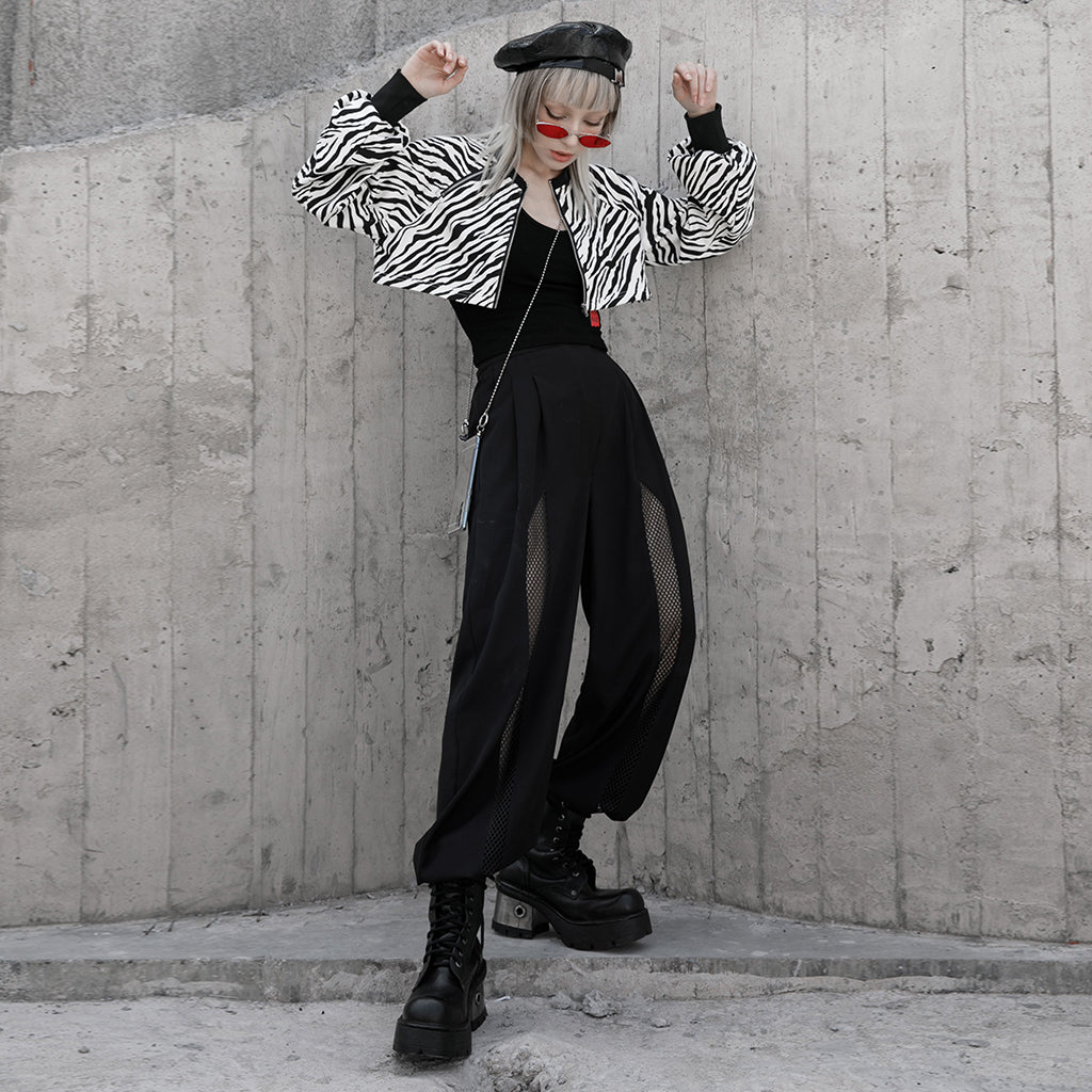 OPT-544DQF Gothic Crop Jacket Double Zipper Cropped Punk Hoodie?-??Punk Rave Clothing