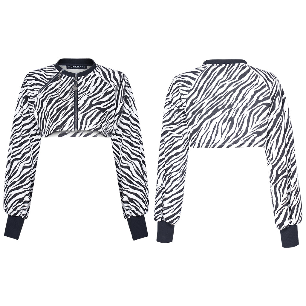 OPT-544DQF Gothic Crop Jacket Double Zipper Cropped Punk Hoodie?-??Punk Rave Clothing