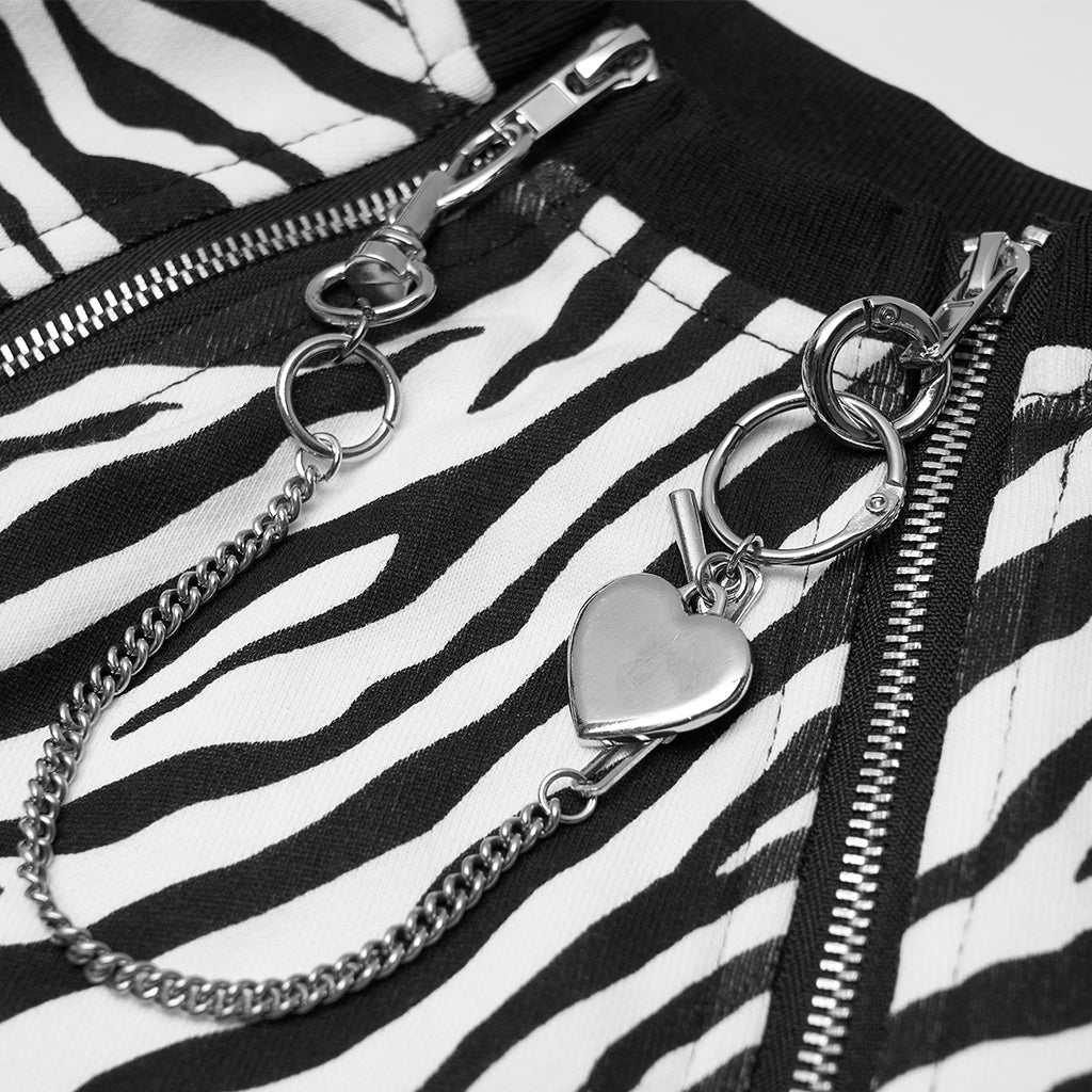 OPT-544DQF Gothic Crop Jacket Double Zipper Cropped Punk Hoodie?-??Punk Rave Clothing