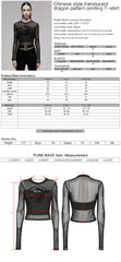 OPT-747DQF Edgy Black Mesh Long Sleeve Punk T-Shirt
