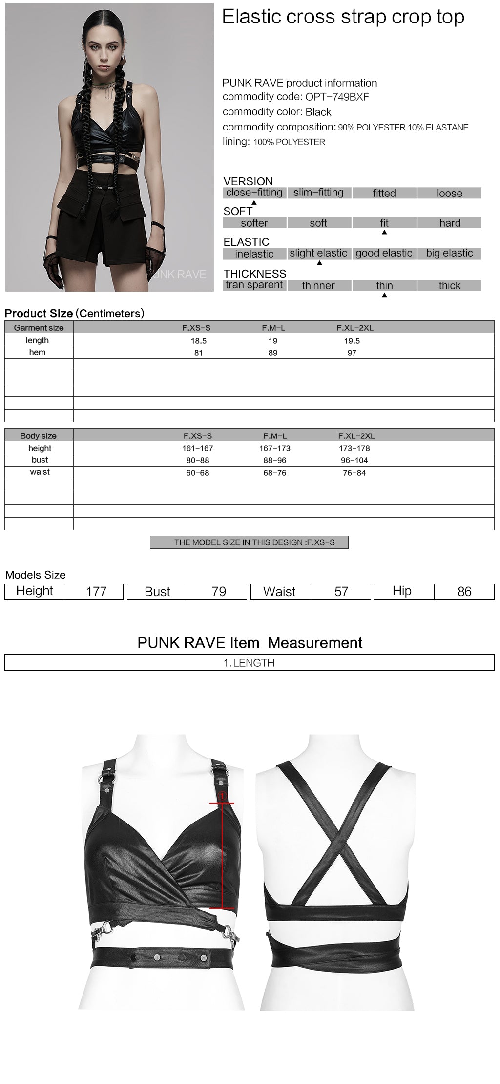 OPT-749BXF Edgy Strappy Leather Harness Top, your ultimate Punk Accessory Edgy Harness Punk Shirts Leather Wrap Crossback Design