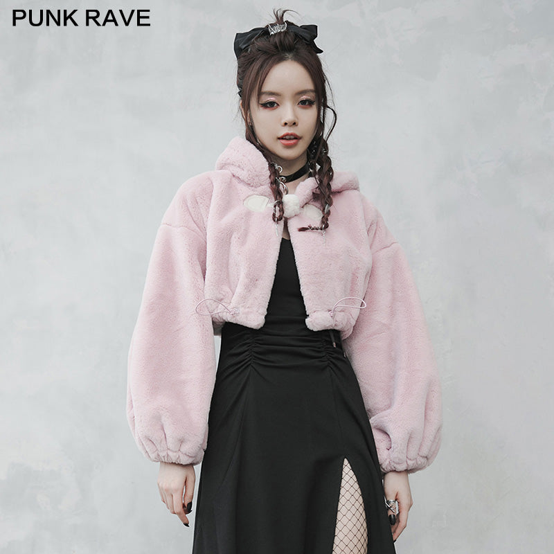 OPY-492XDF Cute ears drawstring cap short coat