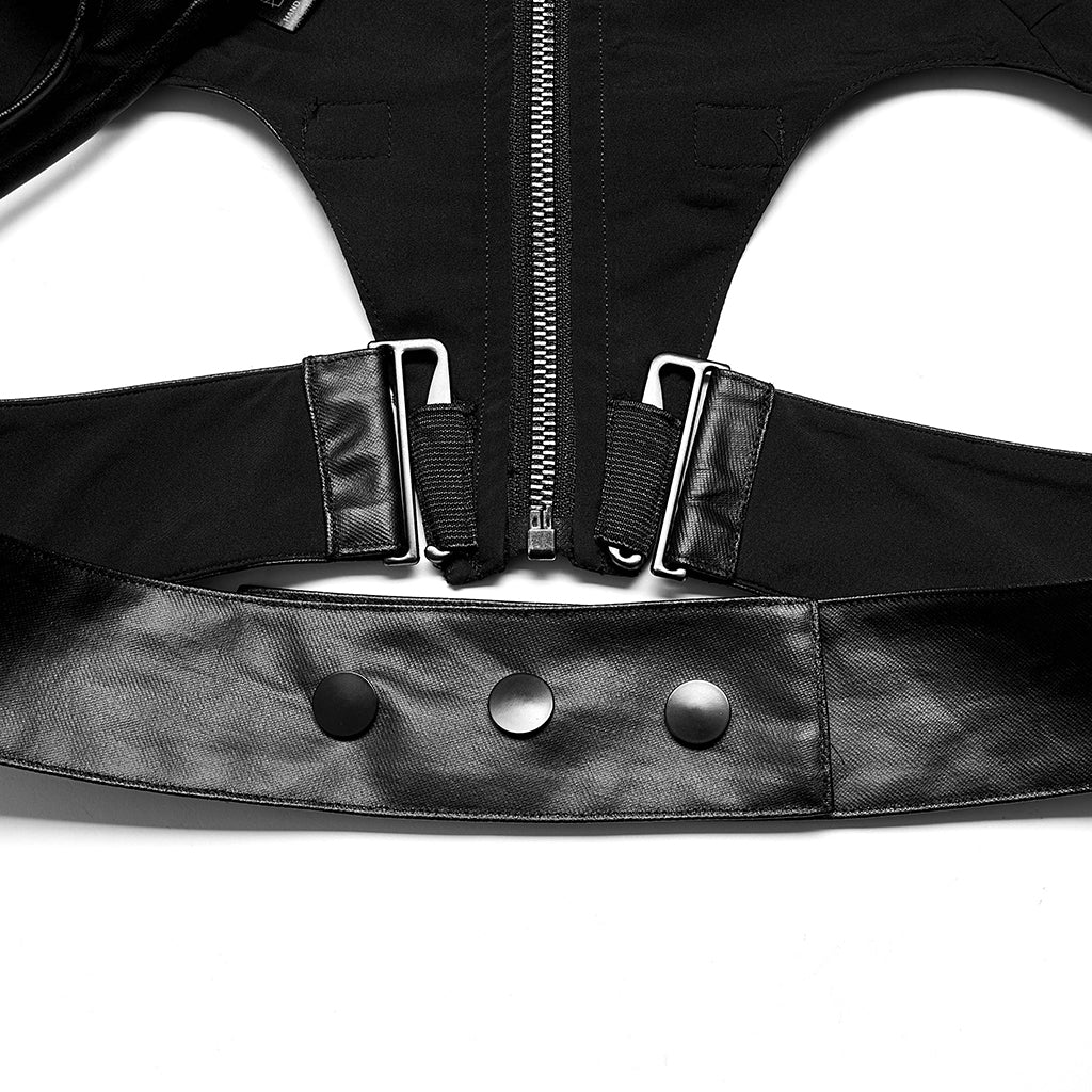 OPY-654MJF Edgy Leather Buckle Detail Punk Vests for Women