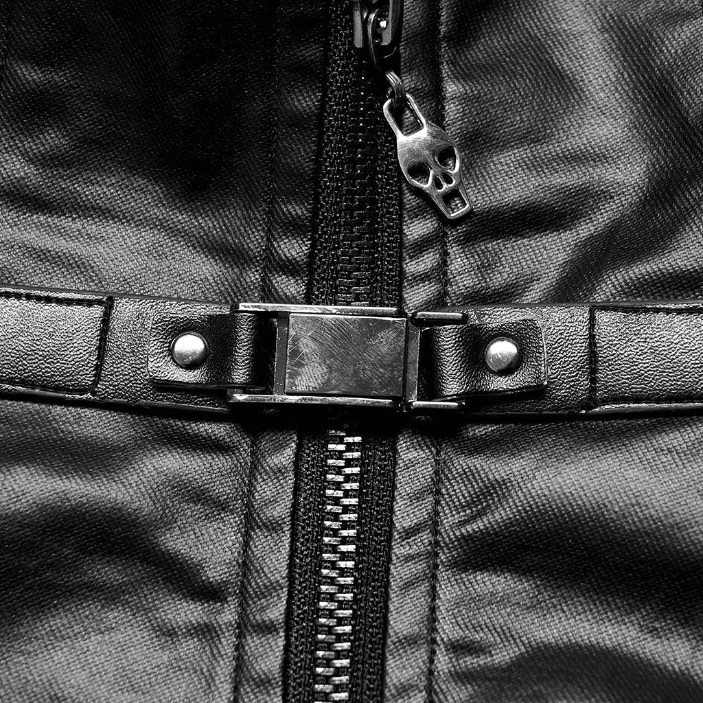 OPY-654MJF Edgy Leather Buckle Detail Punk Vests for Women
