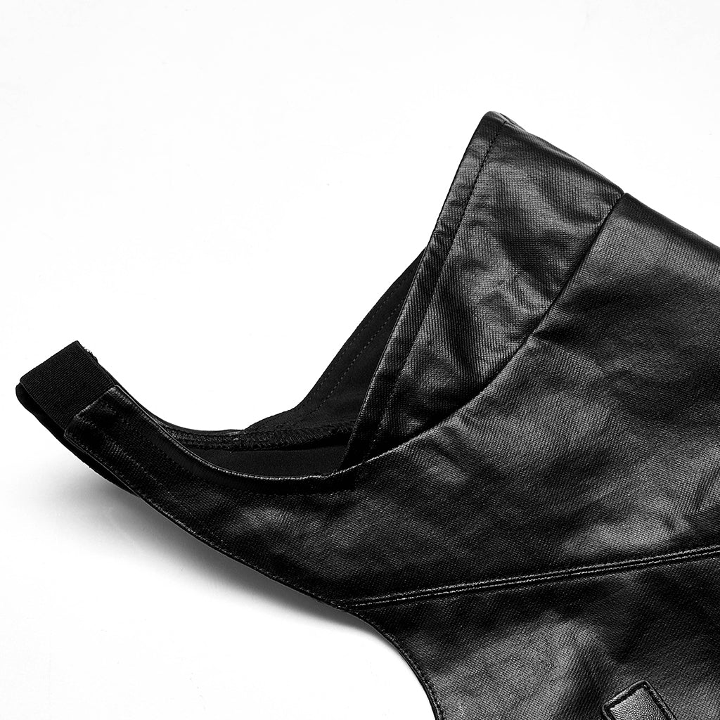 OPY-654MJF Edgy Leather Buckle Detail Punk Vests for Women