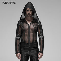 Punk Rave WY-1155XDM Punk Mesh Hoodie Short Hooded Coat