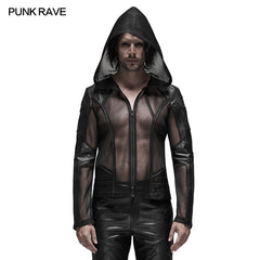 Punk Rave WY-1155XDM Punk Mesh Hoodie Short Hooded Coat