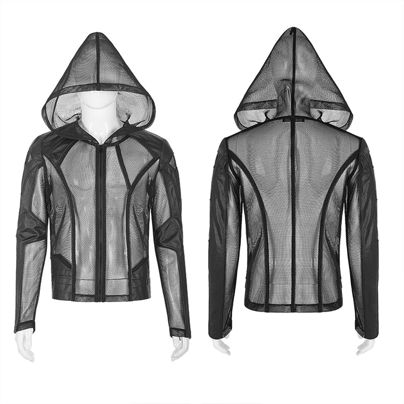 Punk Rave WY-1155XDM Punk Mesh Hoodie Short Hooded Coat