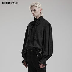 Punk Rave WY-1540CCM Standing Collar Mens Jacquard  Goth Shirt