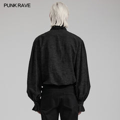 Punk Rave WY-1540CCM Standing Collar Mens Jacquard  Goth Shirt