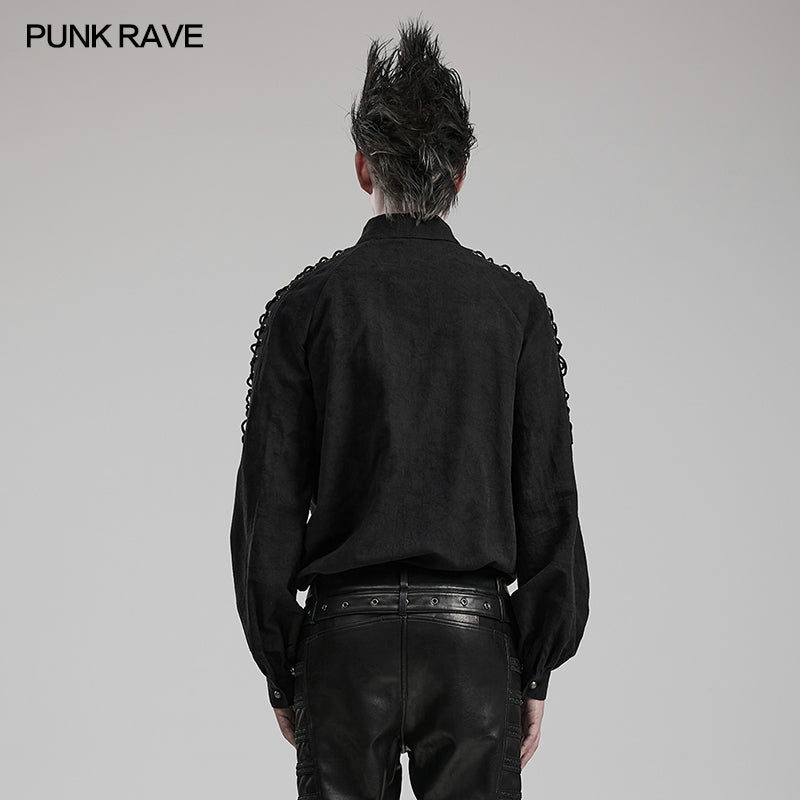 Punk Rave WY-1551CCM Eyelet Drawstring Exquisite Goth Shirt?-??Punk Rave Clothing