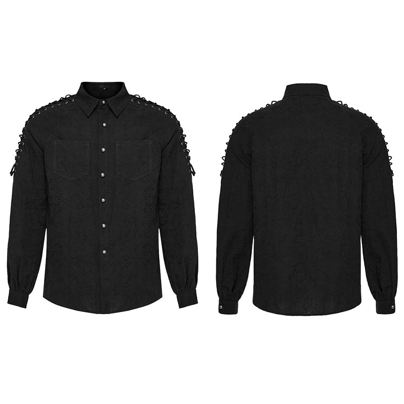 Punk Rave WY-1551CCM Eyelet Drawstring Exquisite Goth Shirt?-??Punk Rave Clothing