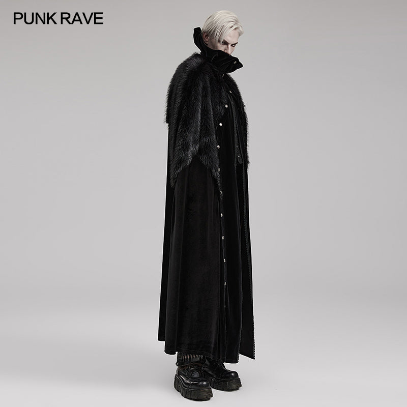 Punk Rave WY-1559DPM Ornate Fleece Velvet And Plush Goth Cloak?-??Punk Rave Clothing