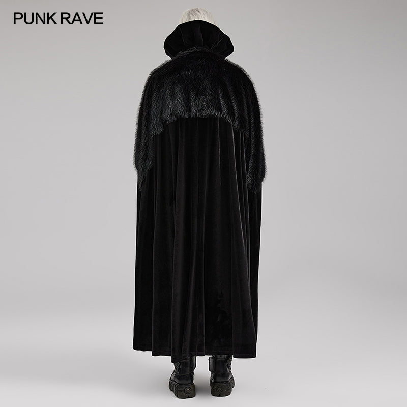 Punk Rave WY-1559DPM Ornate Fleece Velvet And Plush Goth Cloak?-??Punk Rave Clothing
