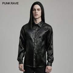 Punk Rave WY-1616CCM Rubberized Minimalist Goth Daily Mens Shirt