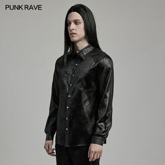 Punk Rave WY-1616CCM Rubberized Minimalist Goth Daily Mens Shirt