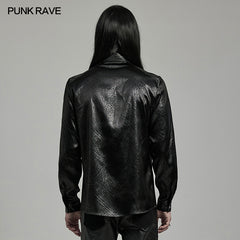 Punk Rave WY-1616CCM Rubberized Minimalist Goth Daily Mens Shirt