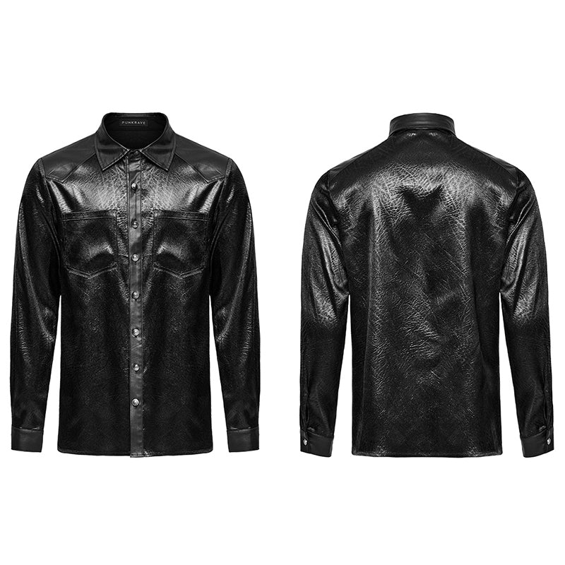 Punk Rave WY-1616CCM Rubberized Minimalist Goth Daily Mens Shirt