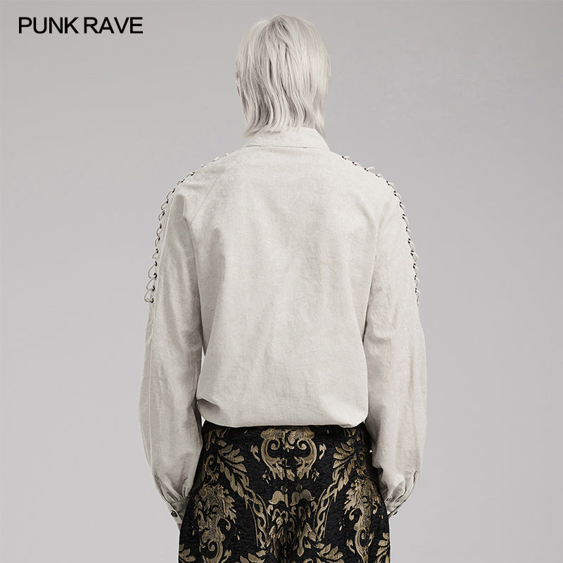 Punk Rave WY-1551CCM Eyelet Drawstring Exquisite Goth Shirt?-??Punk Rave Clothing