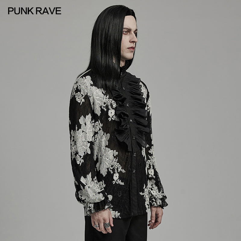 Punk Rave WY-1592CCM Gorgeous Mens Goth Floral Shirt -  Punk Rave Clothing