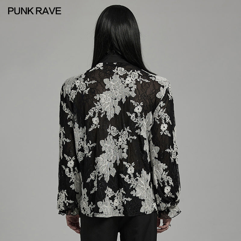 Punk Rave WY-1592CCM Gorgeous Mens Goth Floral Shirt -  Punk Rave Clothing