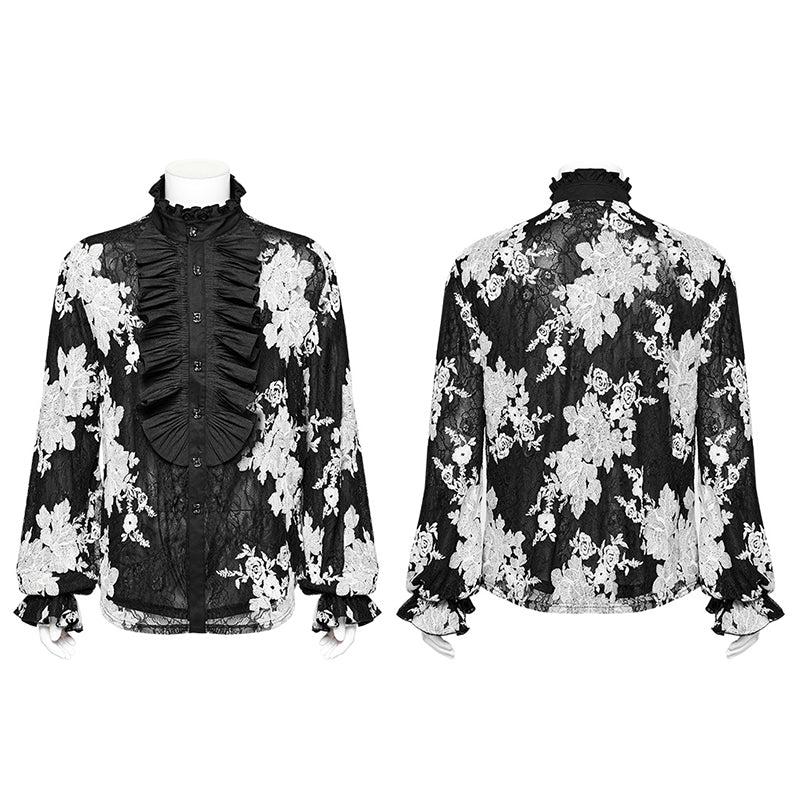 Punk Rave WY-1592CCM Gorgeous Mens Goth Floral Shirt -  Punk Rave Clothing