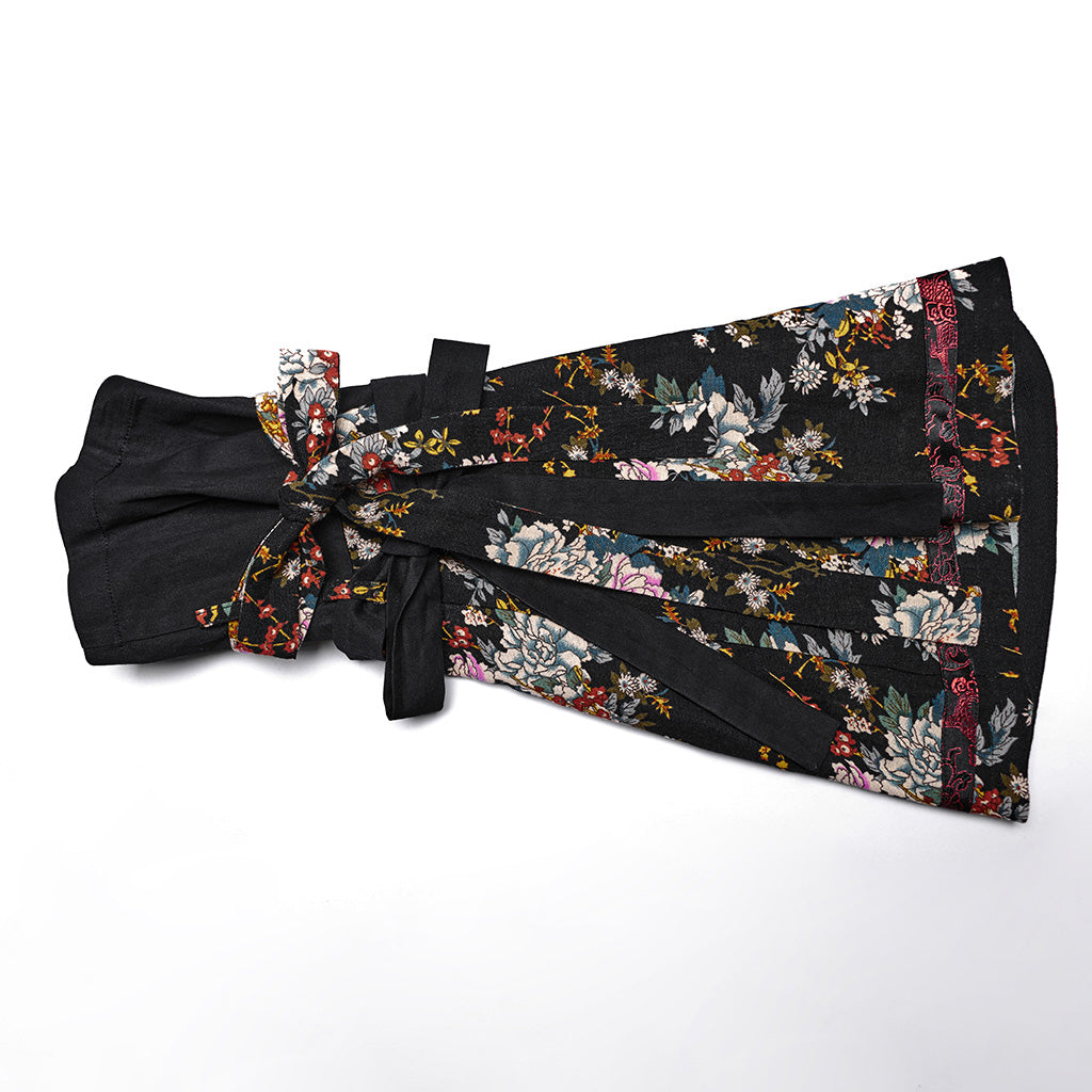 Q-114 floral Frilled Gothic Dress with Ribbon Accents and Layered Skirt?-??Punk Rave Clothing