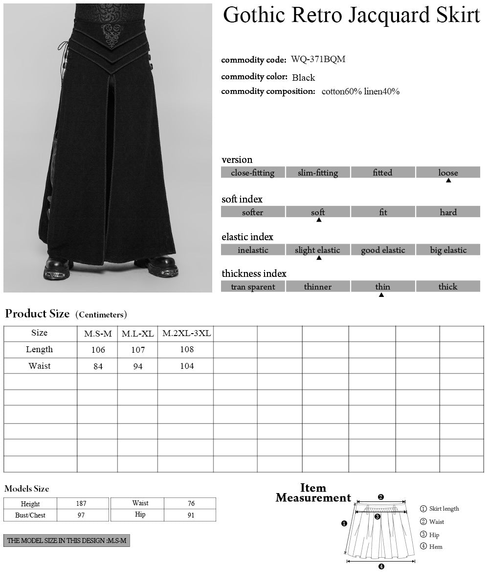 WQ-371BQF Gothic Asymmetrical black Lace Skirt with Front and Side Slits