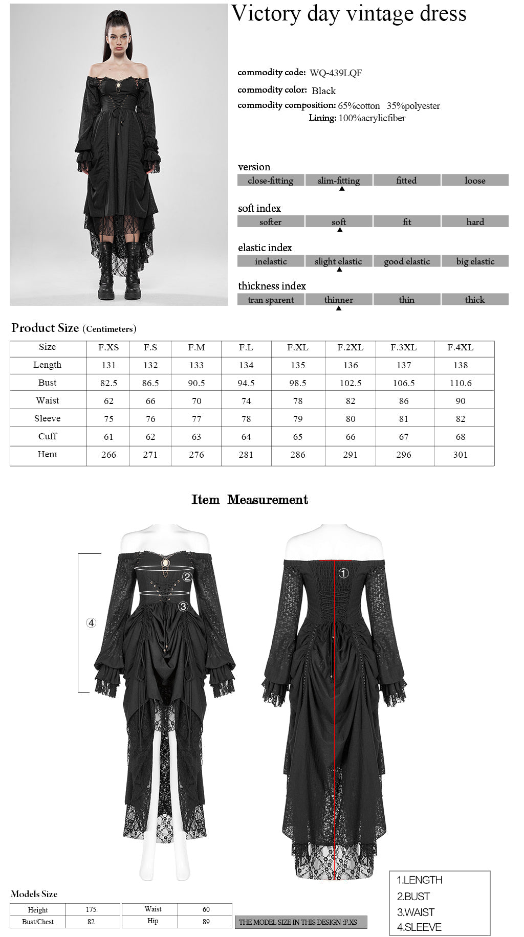WQ-439LQF Gothic Dress Off-Shoulder Corset Lace Hem Midi Fashion